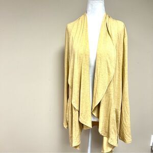 Logo by Lori Goldstein yellow heathered waterfall cardigan L